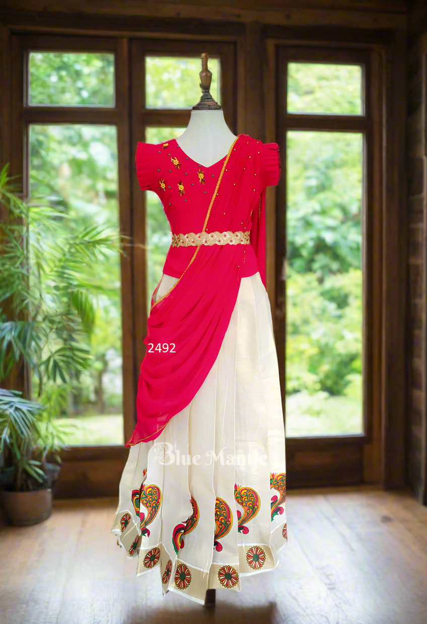 2492 Ready to Dispatch: Pink&Mural Print Dhavani
