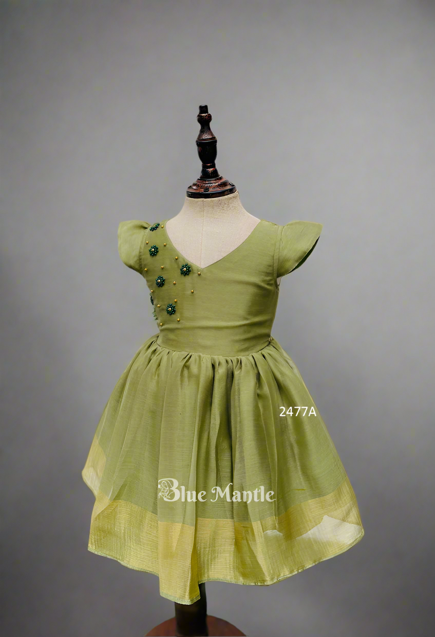 2477A Ready to Dispatch: Blooming Pastel Green Frock