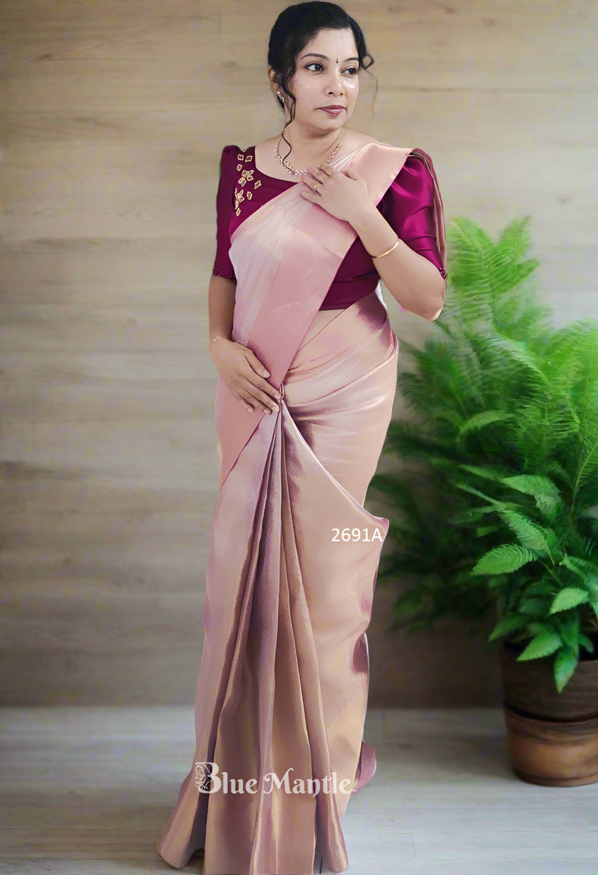 2691A Ready to Dispatch: Pink and Gold Saree.