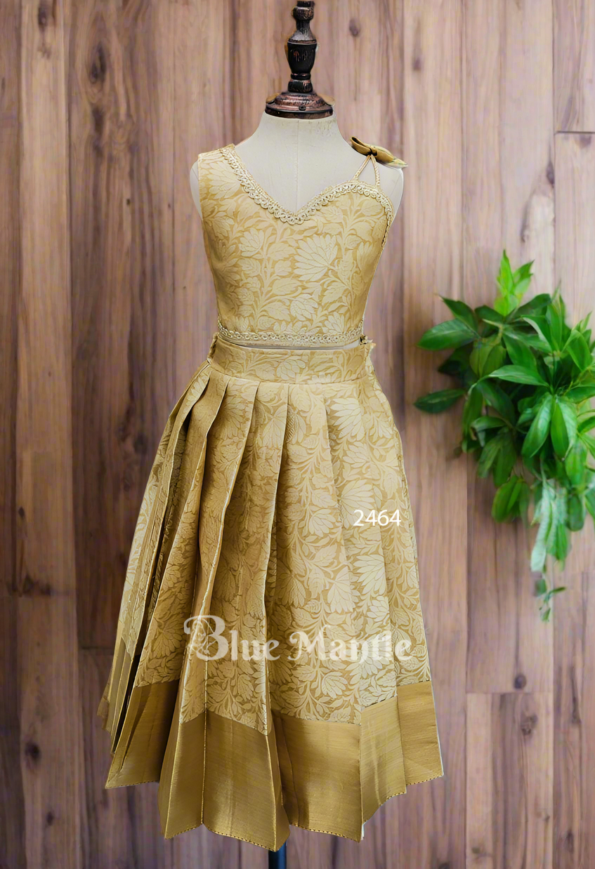 2464 Ready to dispatch : chempakam Gold full skirt& blouse