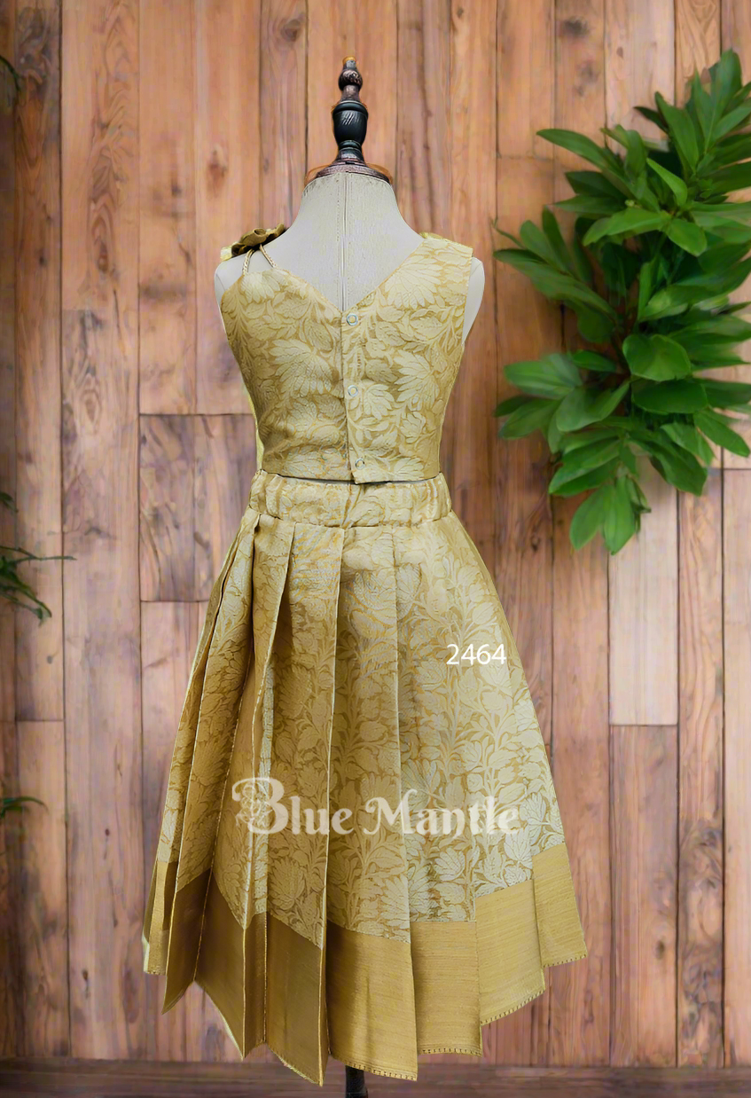 2464 Ready to dispatch : chempakam Gold full skirt& blouse