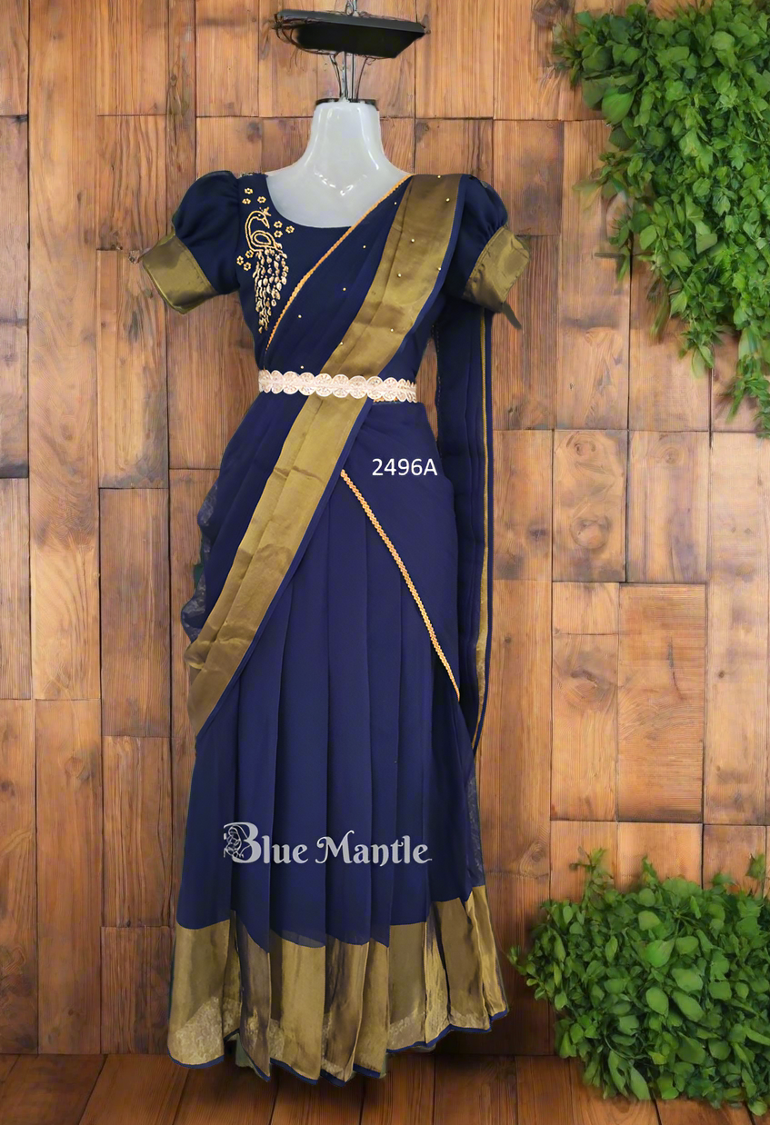 2496A Ready To Dispatch: "NavyBlue" Blooming Dhavani