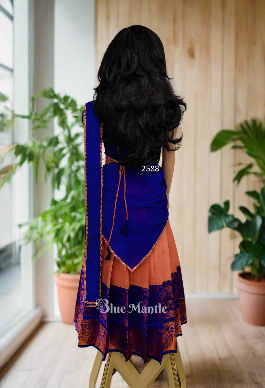 2588 "Neelambari" Ready to Dispatch : Copper & royal Blue Dhavani