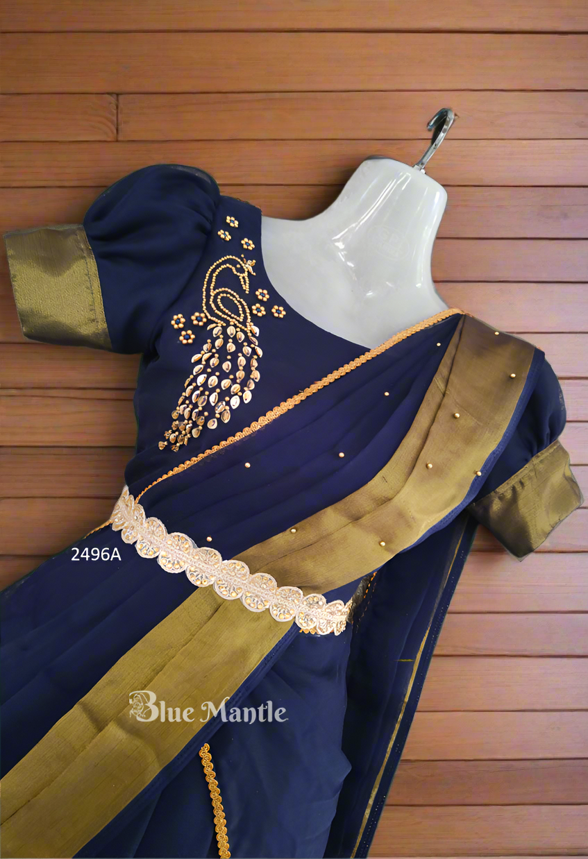 2496A Ready To Dispatch: "NavyBlue" Blooming Dhavani