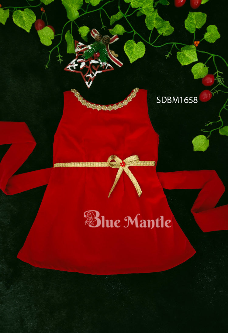 SDBM1658 Ready to Dispatch: Red & Golden Aline Frock