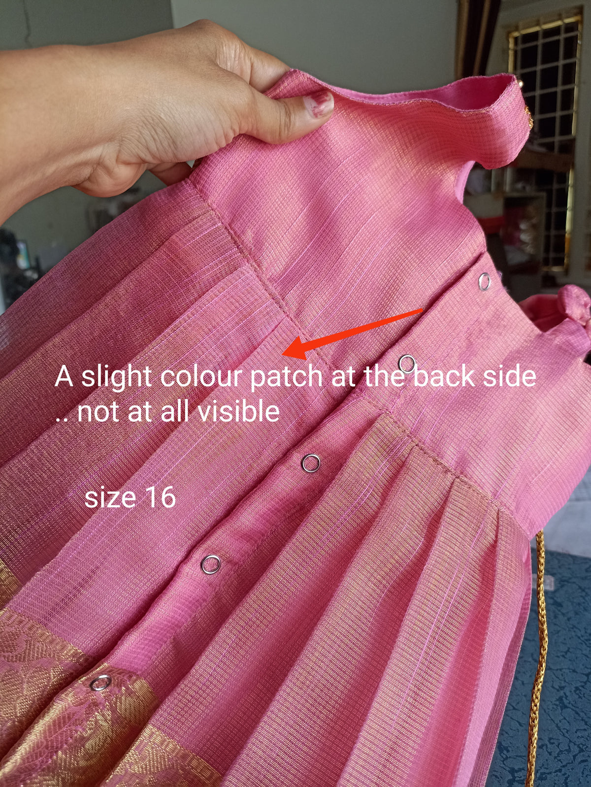 1741: Rose Gold Baby Frock - "Small damage, Big discount"