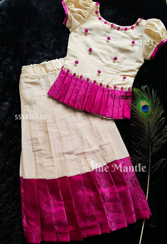 1924 Ready to Dispatch: Light Beige and Pink Skirt & Top