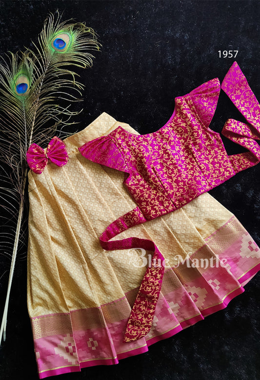 1957 Ready to Dispatch: pink brocade top & Golden Skirt