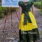 1974 Ready to Dispatch: Lemon Yellow & Green Brocade Ethnic Skirt & Crop Top
