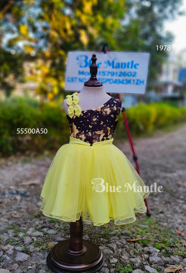 1978 Ready to Dispatch: Yellow & Black Butterfly Frock