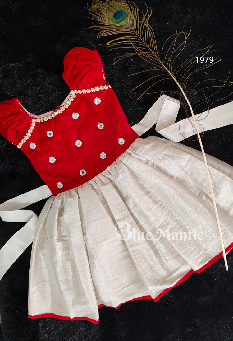 1979 Ready to Dispatch: Red& Silver Frock
