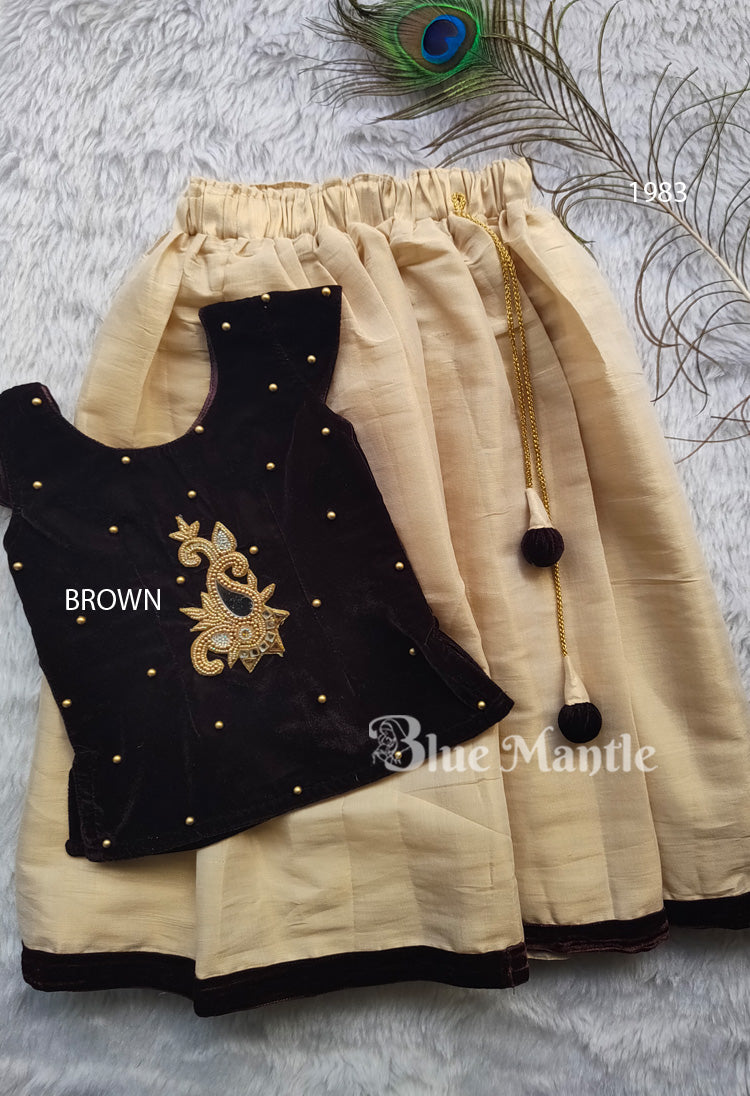 1983 Ready to Dispatch: Coffee Brown Blouse & Golden Skirt