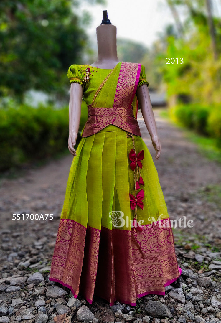 2013 Pre order: Green& pink Skirt & Blouse with Dupatta