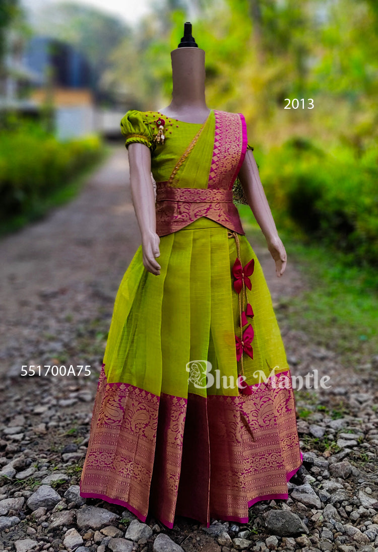 2013 Pre order: Green& pink Skirt & Blouse with Dupatta