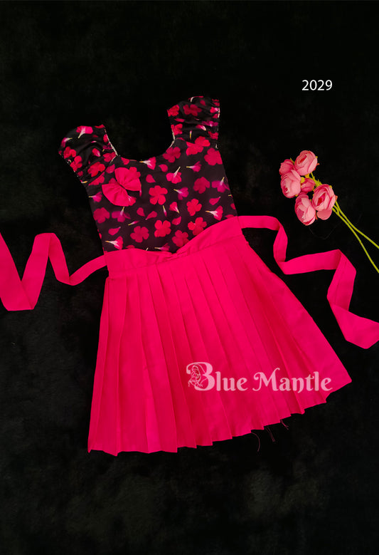 2029 Read to Dispatch: Pink & Black flower Frock
