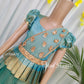 2040 Ready to Dispatch: Aqua Gold Skirt & Blouse with Dupatta