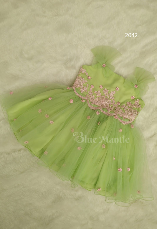 2042 Ready to Dispatch: Pista green Frock