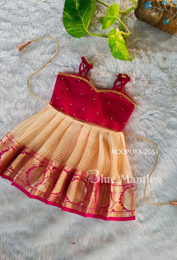 2051 "Noopura" Ready to Dispatch: Pink & Gold Frock