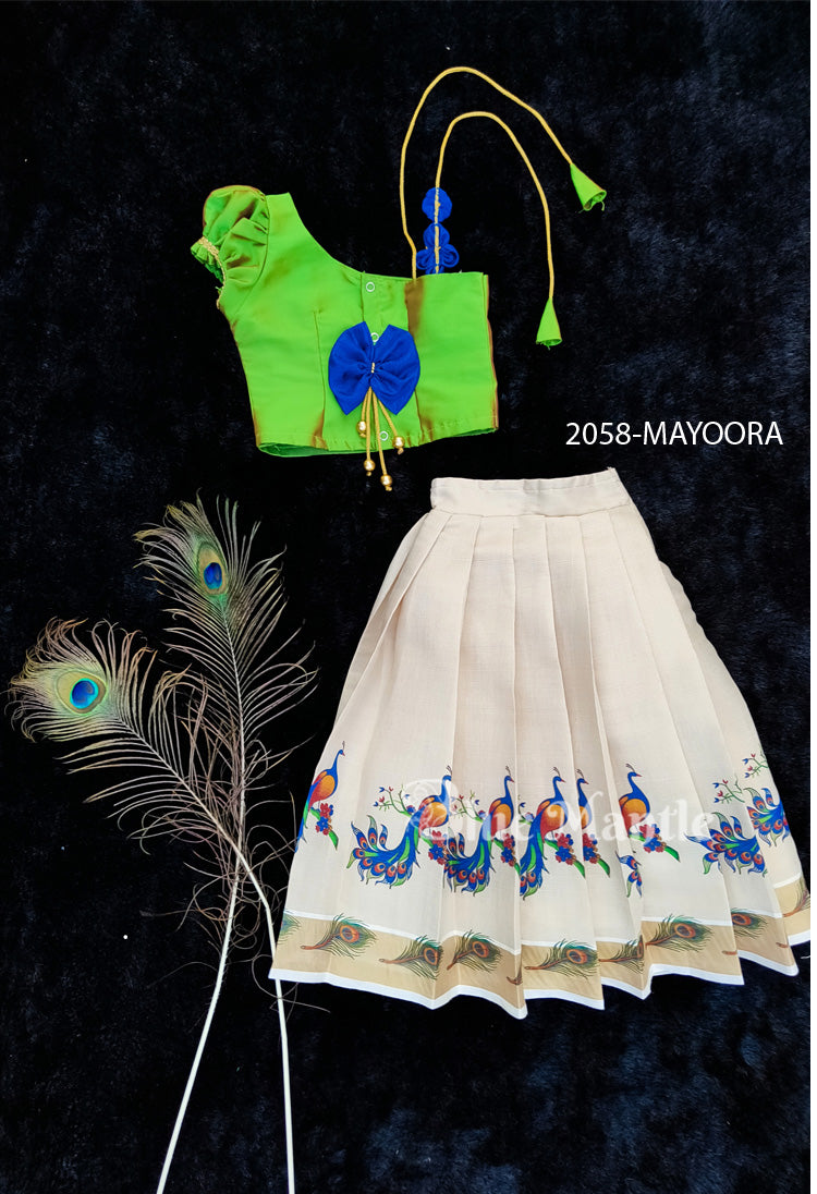 2058-MAYOORA Ready to Dispatch: Full Skirt and Crop Blouse