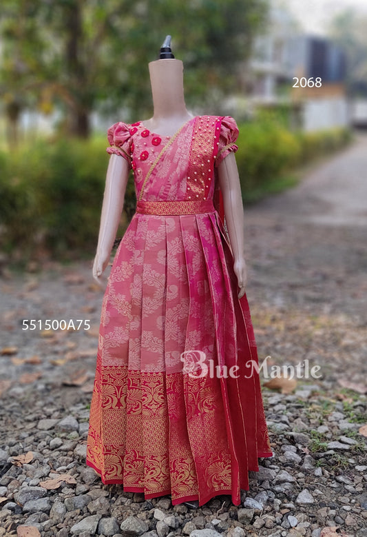 2068 Ready to Dispatch: Pinkish peach Gown with Dupatta