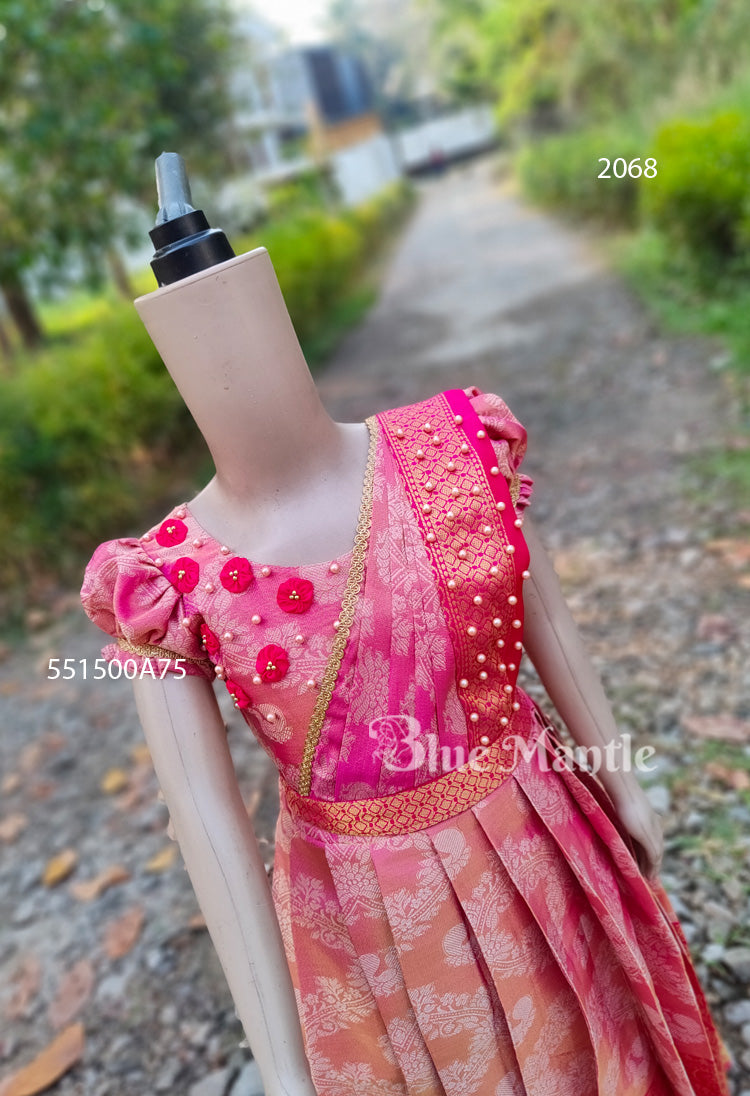 2068 Ready to Dispatch: Pinkish peach Gown with Dupatta