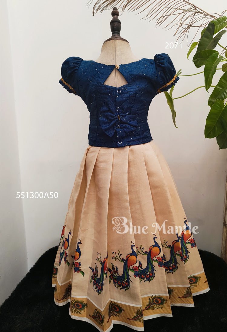 2071 Ready to Dispatch:  Blue Mural Full Skirt and Blouse