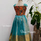 2072Ready to Dispatch: Mural and aqua gold full skirt& crop top.