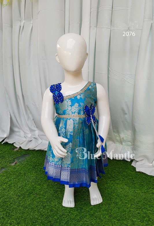 2076 Ready to Dispatch: Sky blue Baby Frock