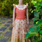 2080 Ready to dispatch: Peach and off white organza Gown with Jacket