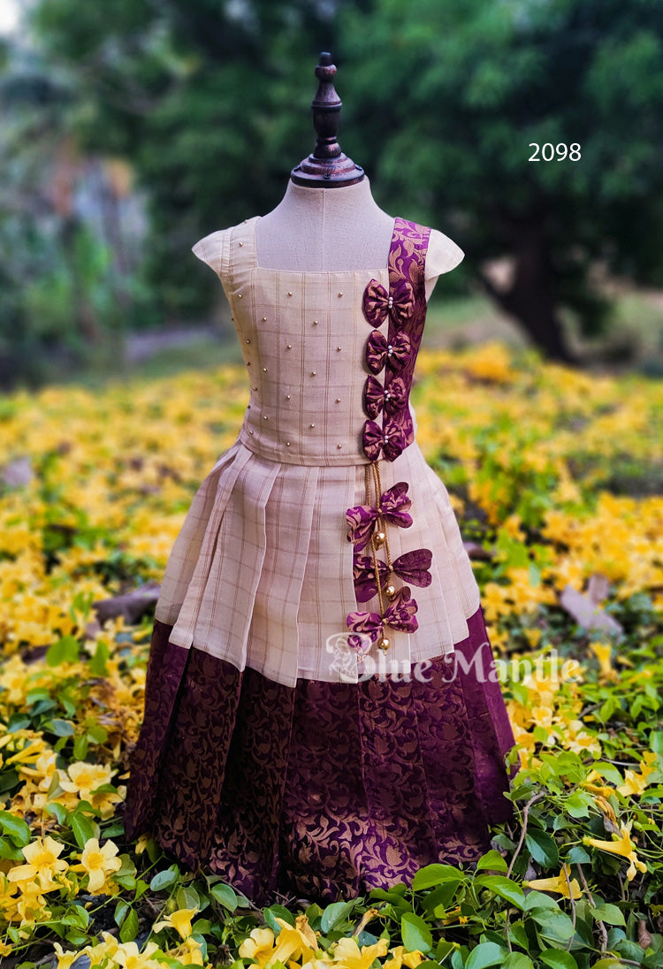 2098 Ready to Dispatch: Grape Golden Skirt & Blouse