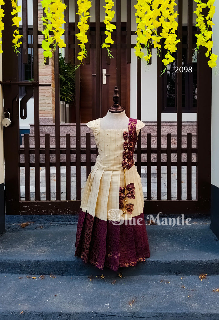 2098 Ready to Dispatch: Grape Golden Skirt & Blouse