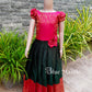 2102 Ready to Dispatch: Peach &Bottle green Brocade Full Skirt & Crop Top