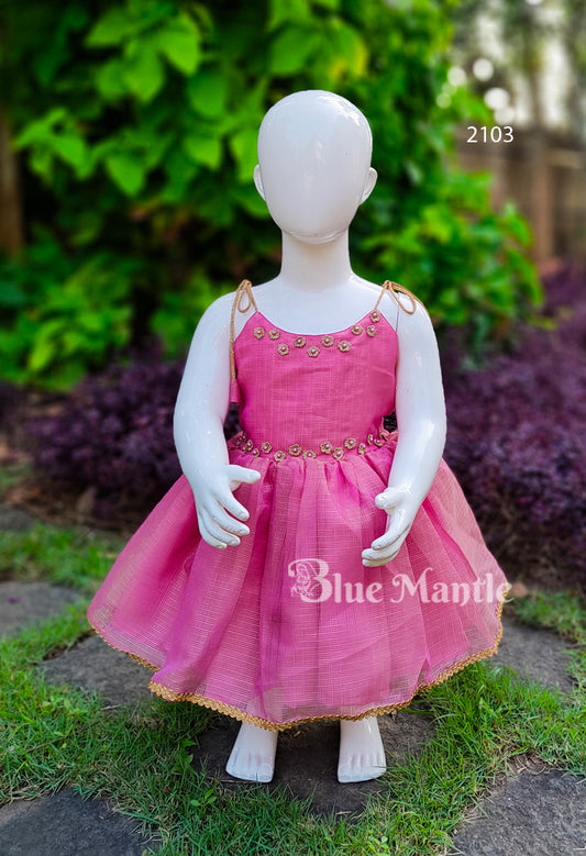 2103 Ready to Dispatch: pink Baby Frock