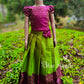 2122 Ready to Dispatch:  Parrot green& Grape Brocade Full Skirt & Crop Top