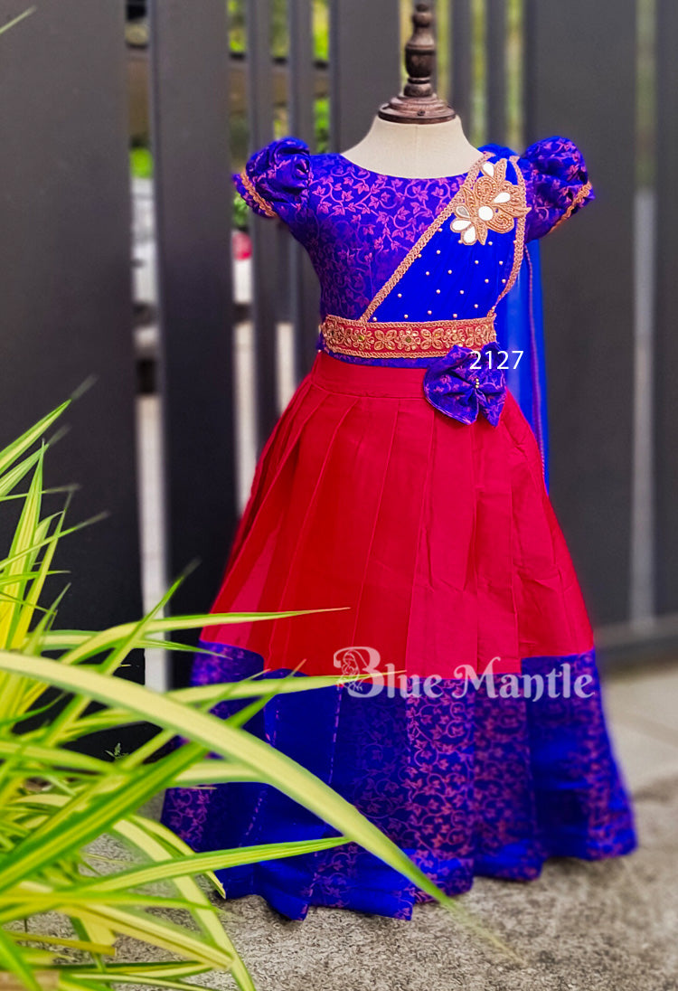 2127 Ready to Dispatch: Blue Dark Peach Little Dhavani