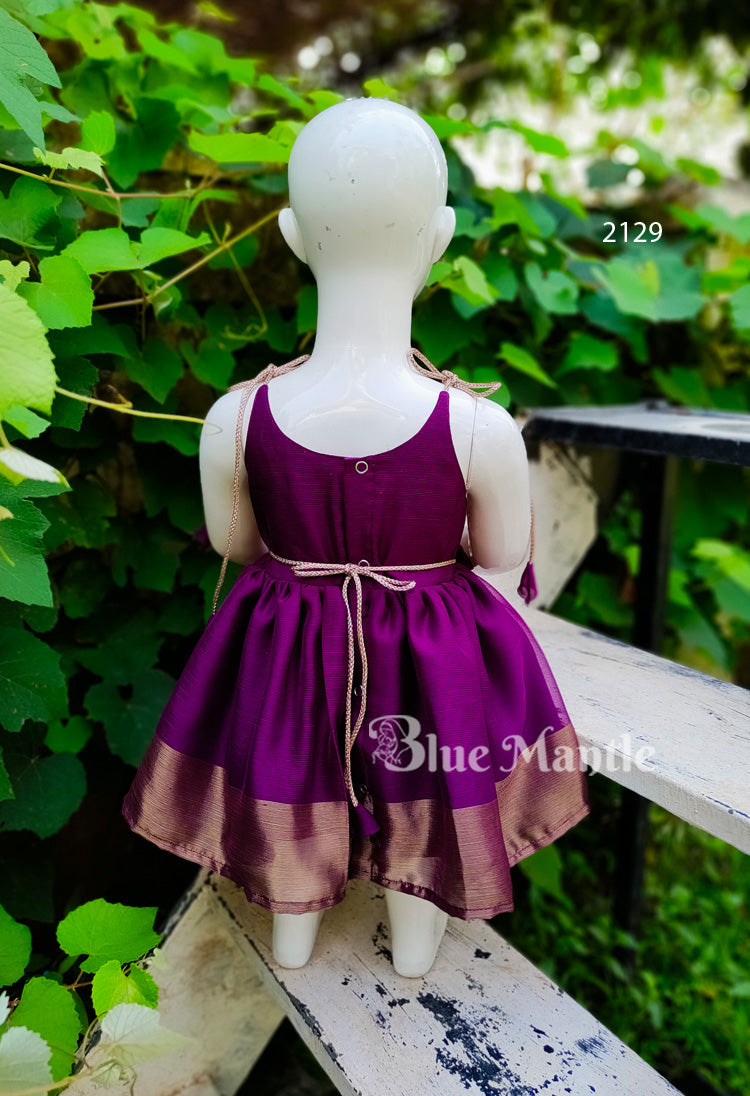 2129 Ready to dispatch: Grape Gold Baby Frock