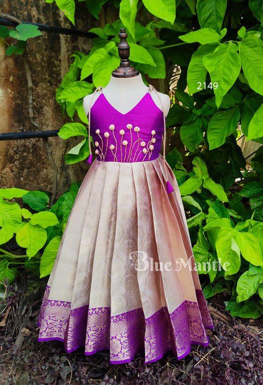 2149 Ready to dispatch: Purple gold full frock
