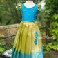 2173 Ready to Dispatch : Olive green yellow and peacock blue full skirt & Blouse