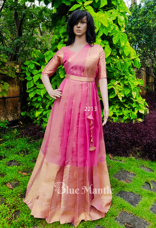 2213 Pre Order: Rose gold Gown with Dupatta