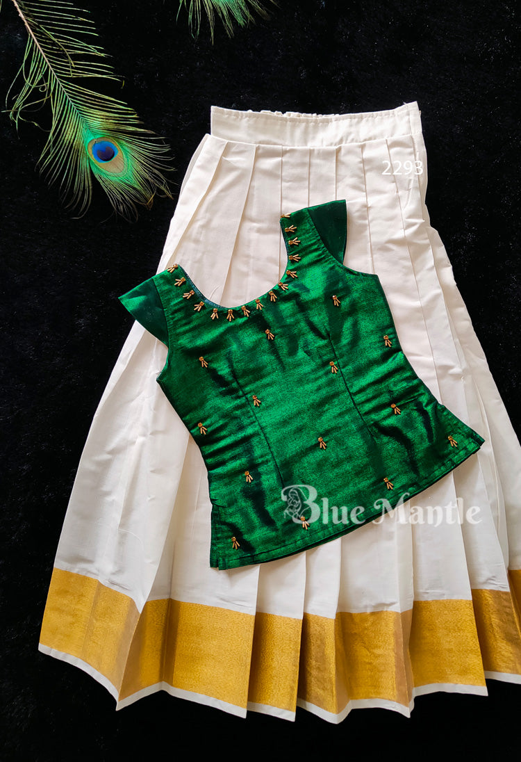 2293 Ready to Dispatch: Green Blouse & Skirt