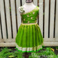 2297 Ready to Dispatch: Green Gold Baby Frock