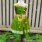 2297 Ready to Dispatch: Green Gold Baby Frock