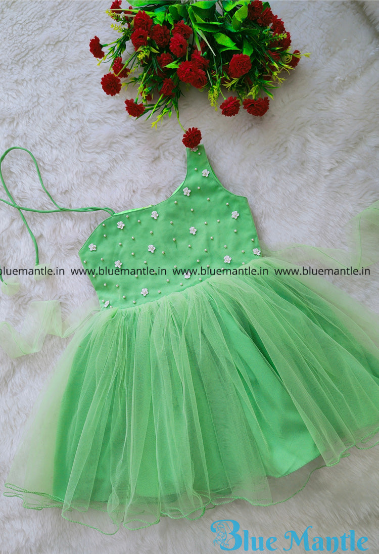 SDBM1228 Ready to Dispatch: Pista Green One Shoulder Frock