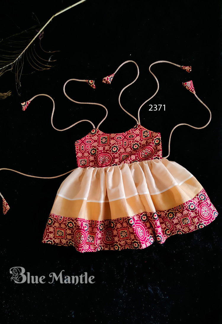 2371 Ready to Dispatch: Ajrakh Baby Frock