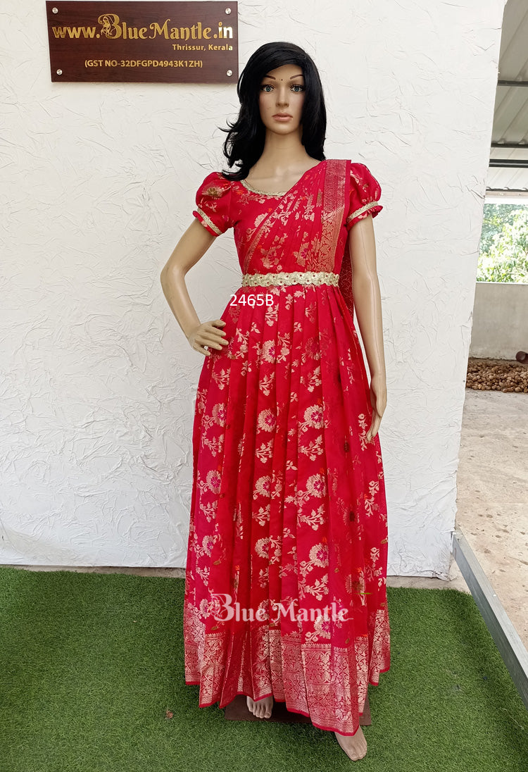 2465B Pre Order: Hot pink Gown with Dupatta- Dispatch on 10-15 DAYS