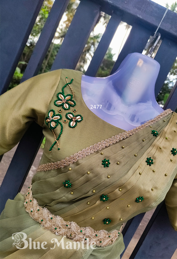 2477 Ready to Dispatch: Blooming Pastel Green Dhavani