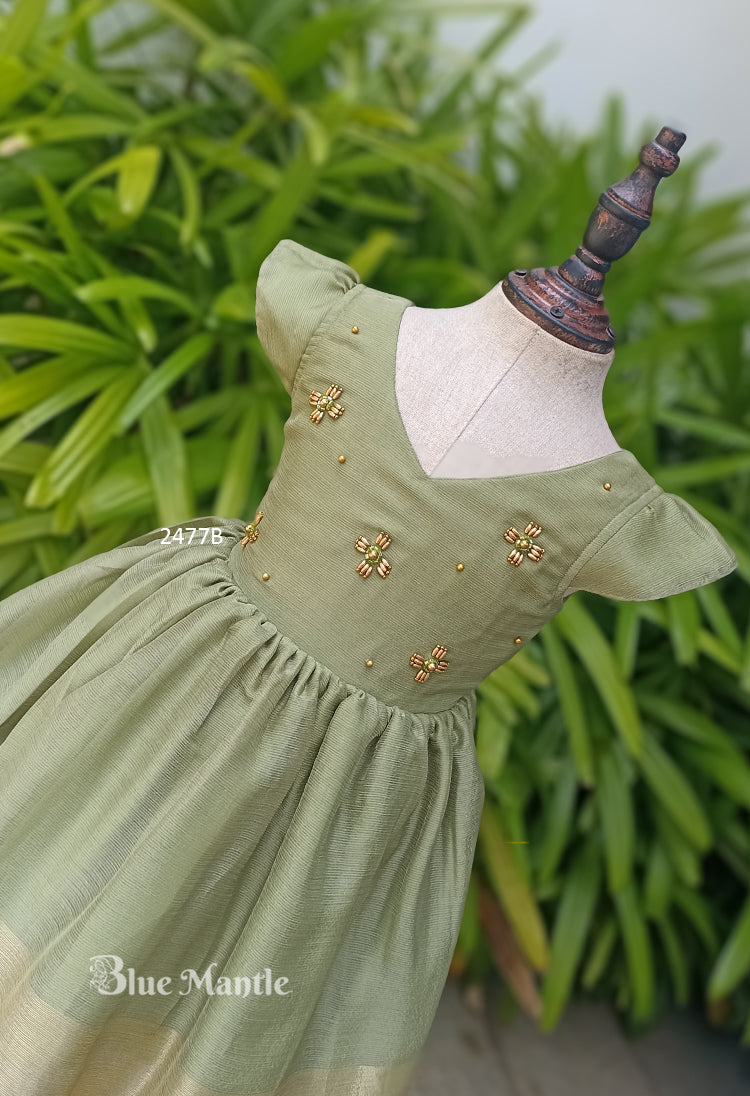 2477B Ready to Dispatch: Blooming Pastel Green Frock
