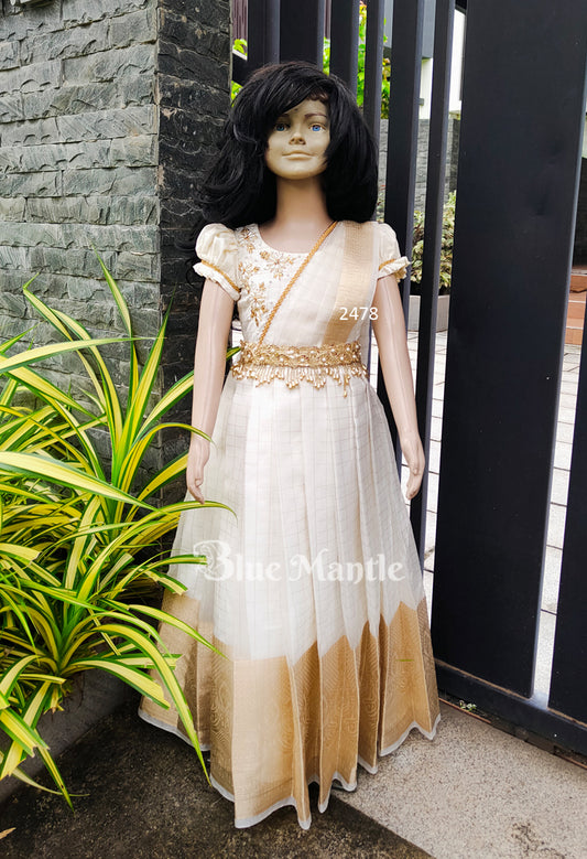 2478 Ready to Dispatch: Offwhite Gown with Duppatta ''VanaJyolstna''