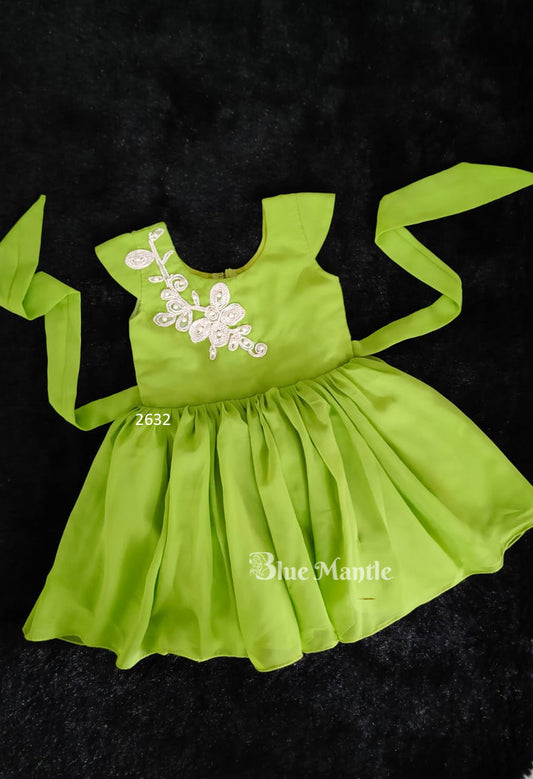 2632 Ready to Dispatch: Parrot Green  Frock
