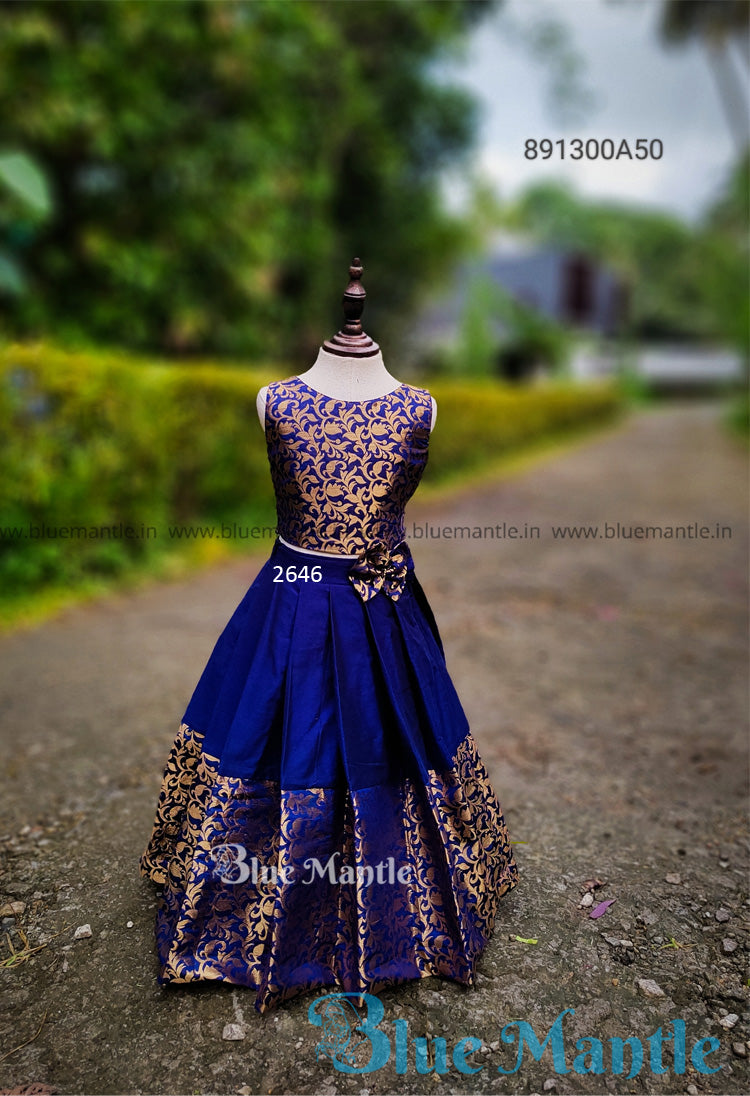 2646 Ready to Dispatch: Navy Blue full skirt & Blouse